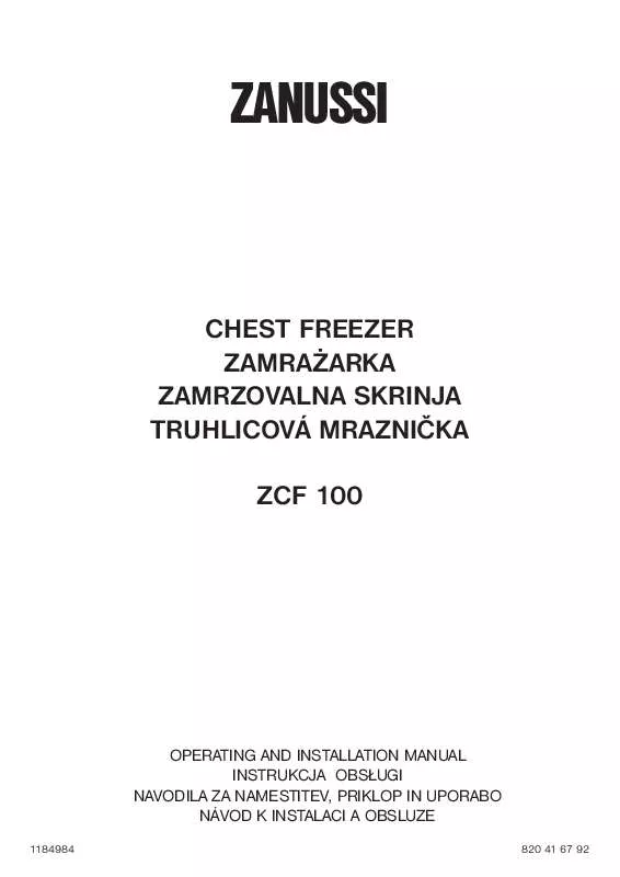 Mode d'emploi ZANUSSI ZCF100