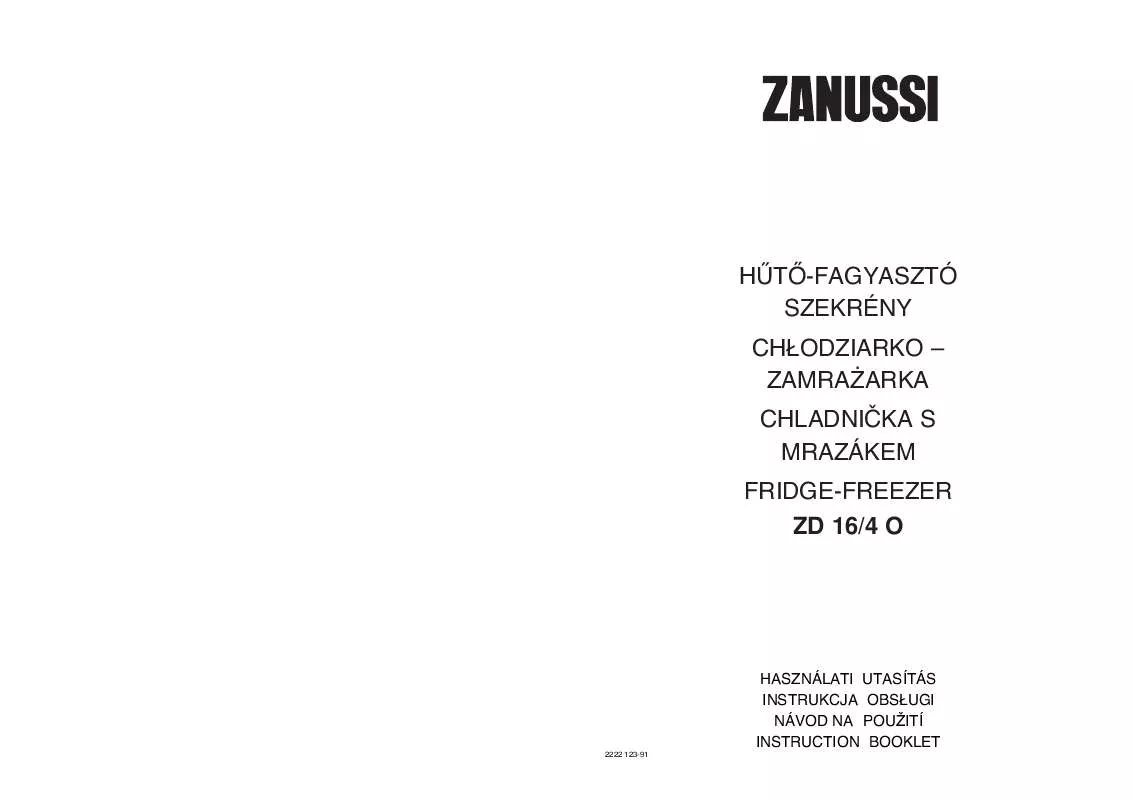 Mode d'emploi ZANUSSI ZD16/4O