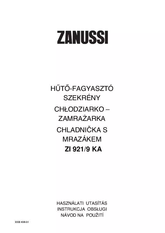 Mode d'emploi ZANUSSI ZI921/9KA