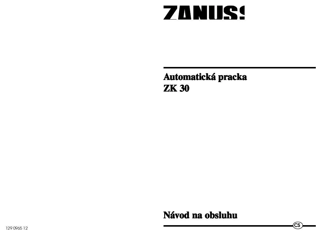 Mode d'emploi ZANUSSI ZK30