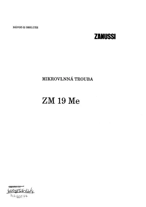 Mode d'emploi ZANUSSI ZM19ME