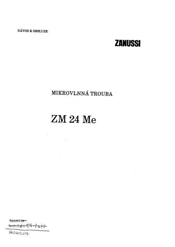 Mode d'emploi ZANUSSI ZM24ME
