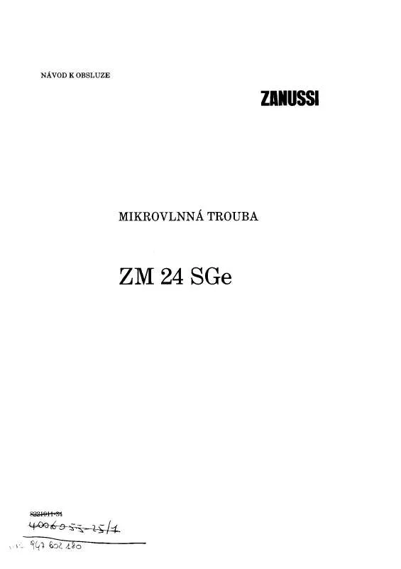 Mode d'emploi ZANUSSI ZM24SGE
