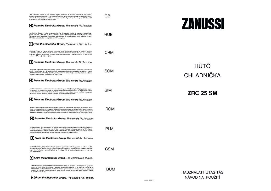 Mode d'emploi ZANUSSI ZRC25SM