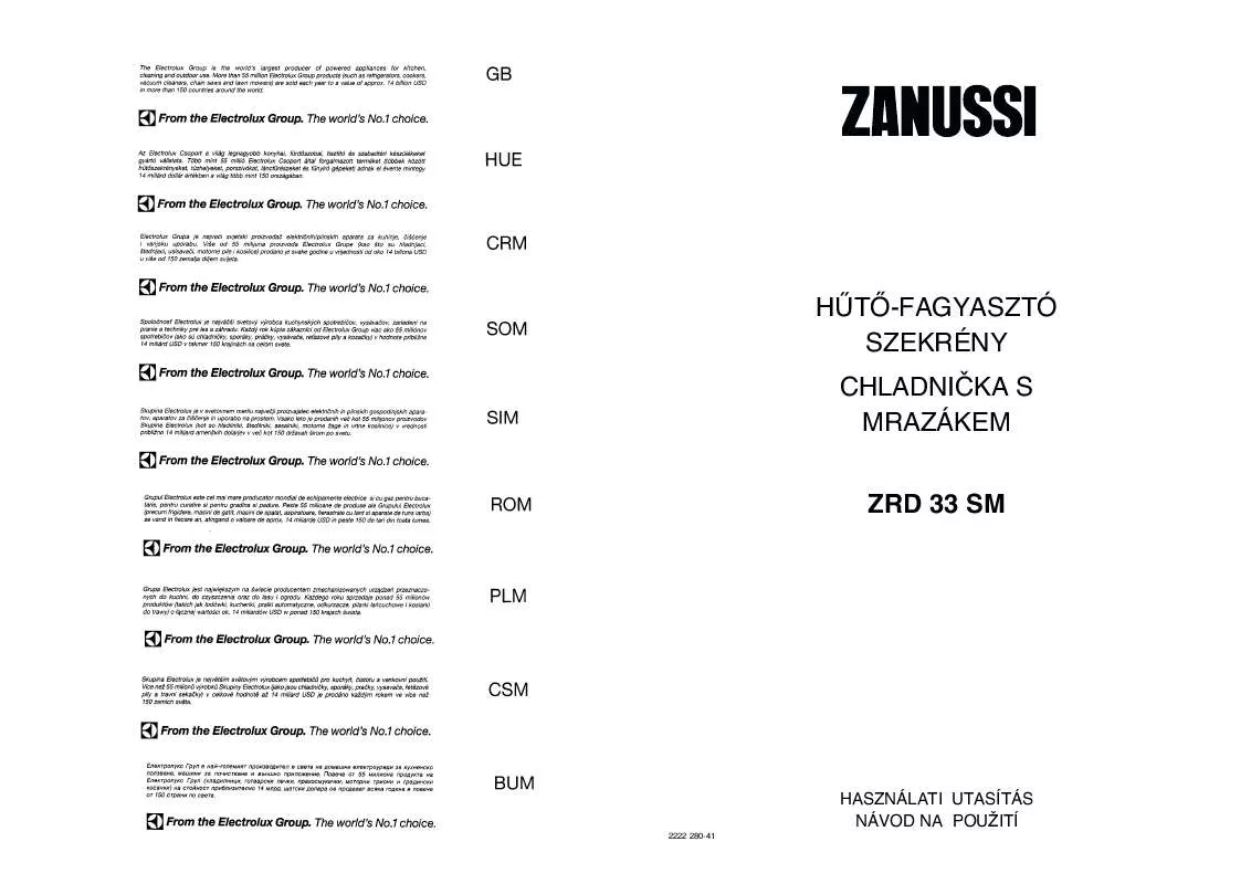 Mode d'emploi ZANUSSI ZRD33SM
