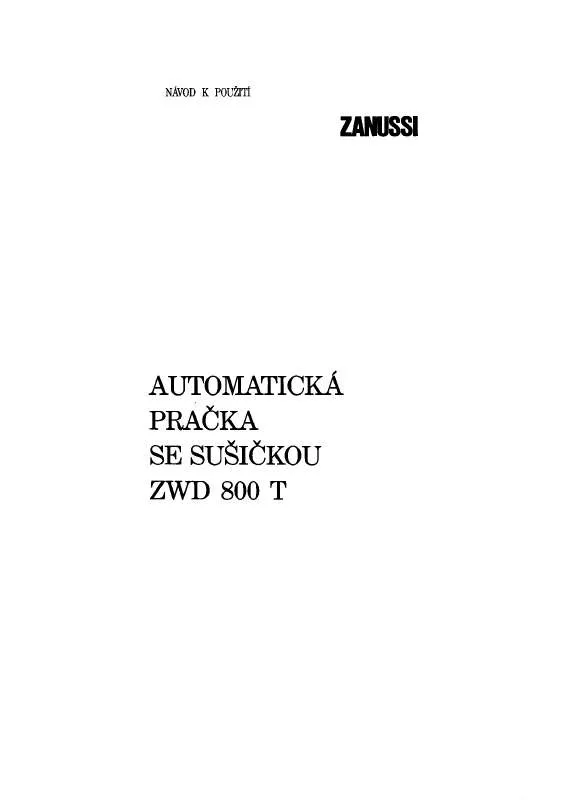 Mode d'emploi ZANUSSI ZWD800T