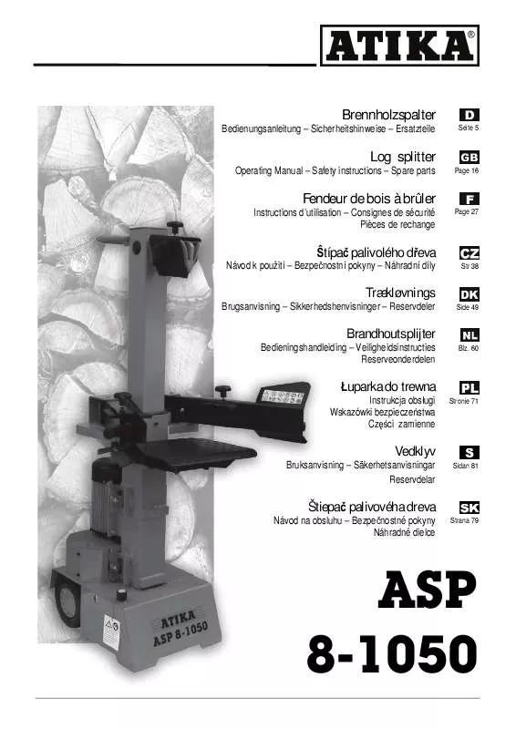 Mode d'emploi ATIKA ASP 8-1050