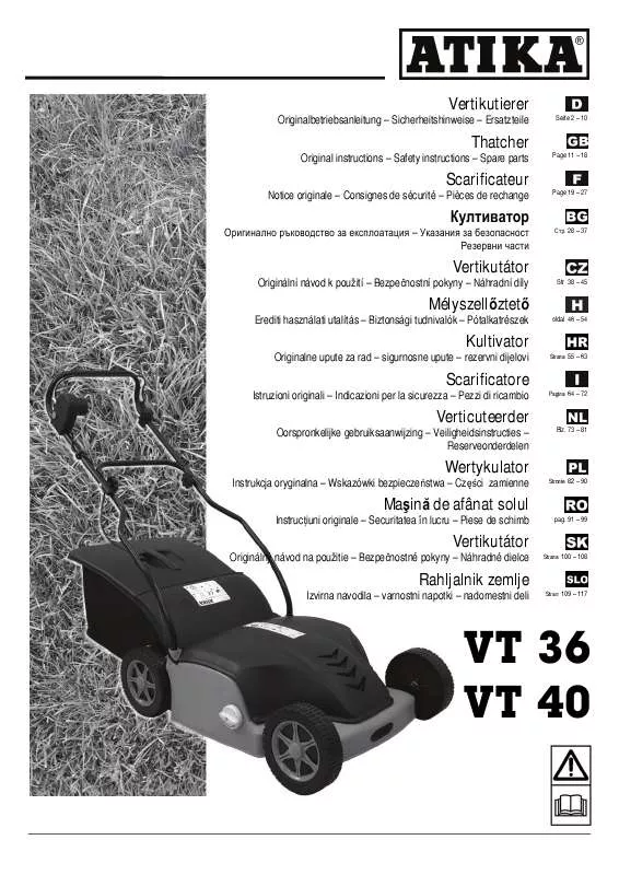 Mode d'emploi ATIKA VT 40