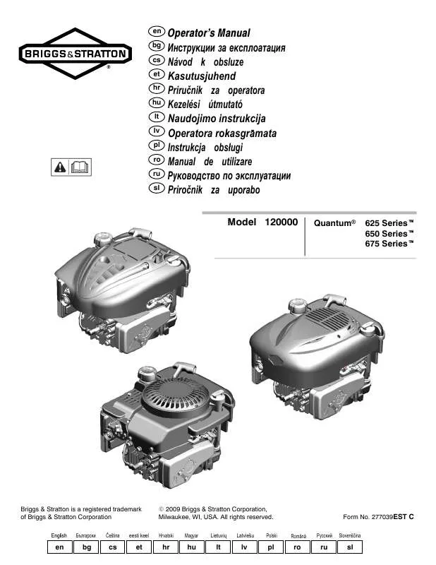 Mode d'emploi BRIGGS & STRATTON 120000 QUANTUM 675