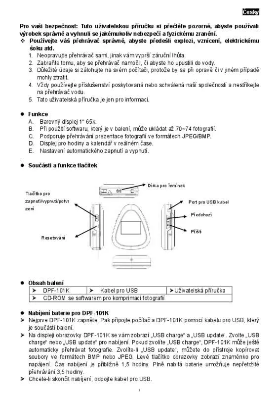 Mode d'emploi GENIUS DPF-101K