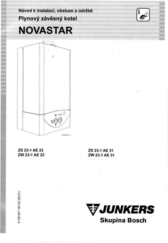 Mode d'emploi JUNKERS NOVASTAR ZW 23-1 AE 23