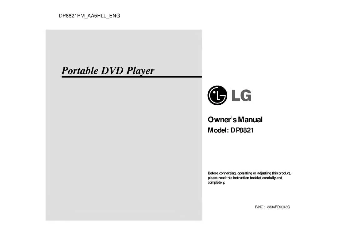 Mode d'emploi LG DP8821