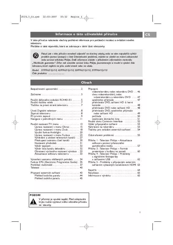 Mode d'emploi PHILIPS 50PF9631D