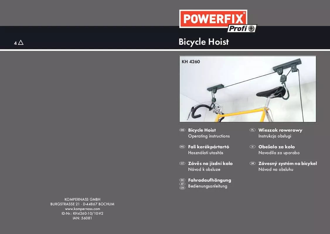 Mode d'emploi POWERFIX KH 4260 BICYCLE HOIST