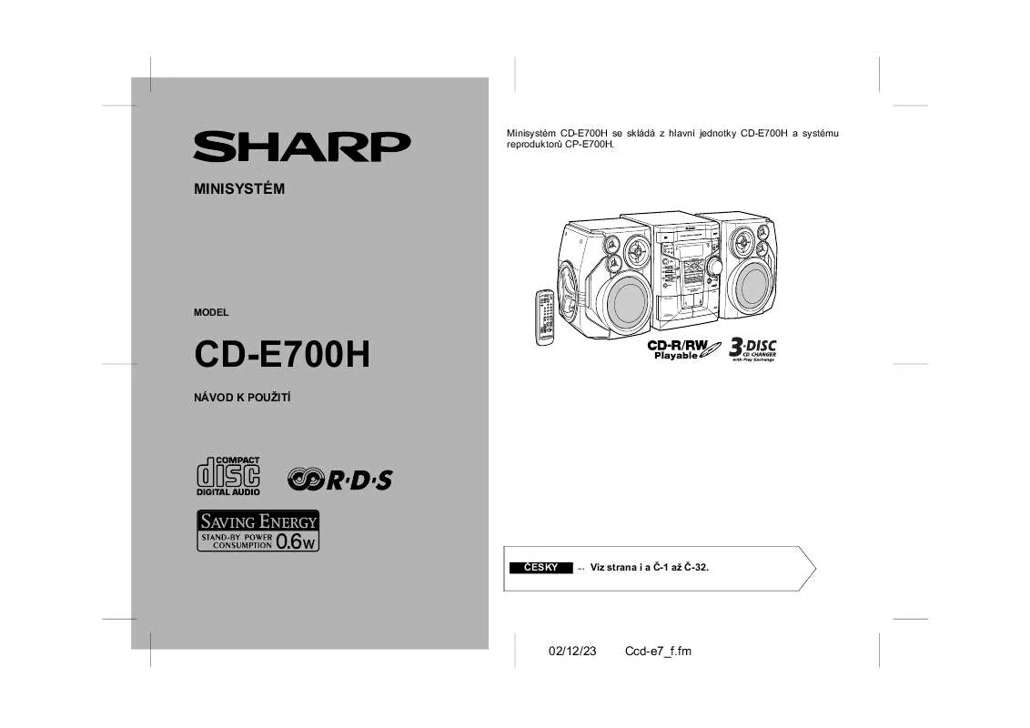 Mode d'emploi SHARP CD-E700H