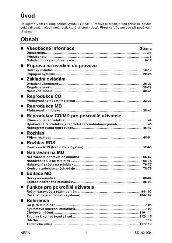 Mode d'emploi SHARP SD-NX10H