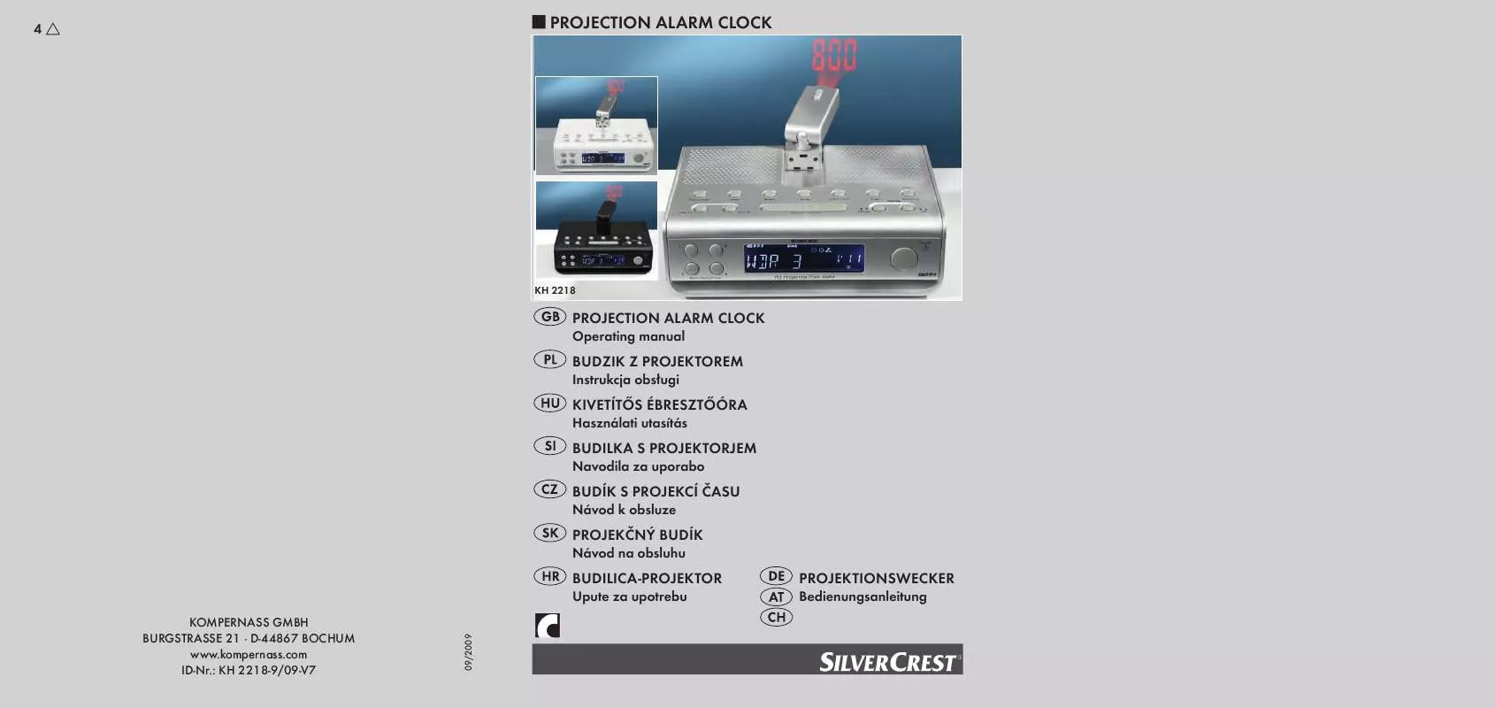 Mode d'emploi SILVERCREST KH 2218 PROJECTION ALARM CLOCK