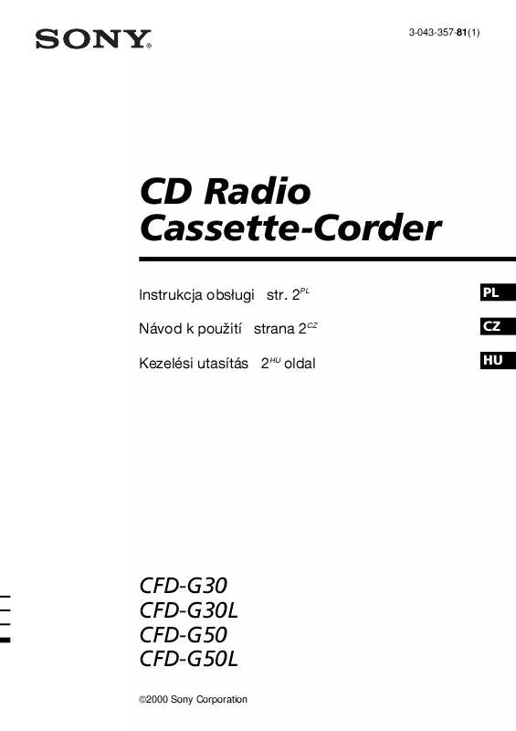 Mode d'emploi SONY CFD-G30