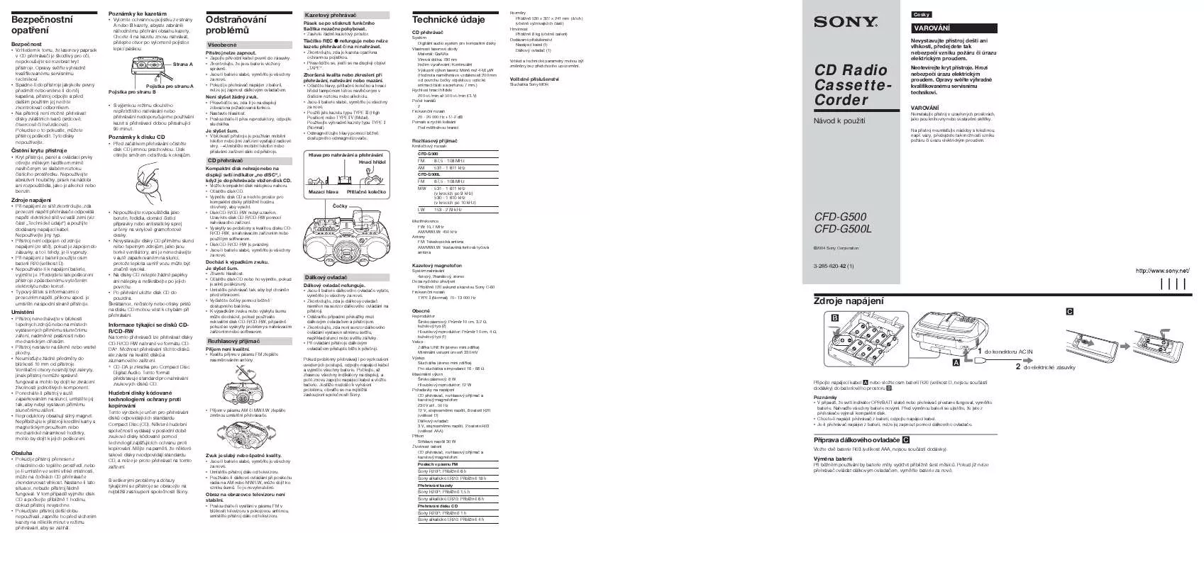 Mode d'emploi SONY CFD-G500