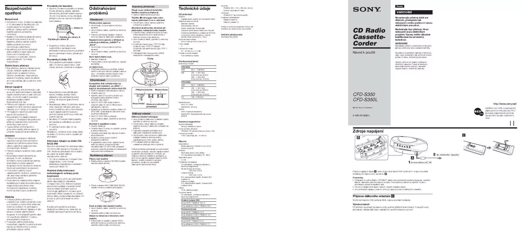 Mode d'emploi SONY CFD-S350L