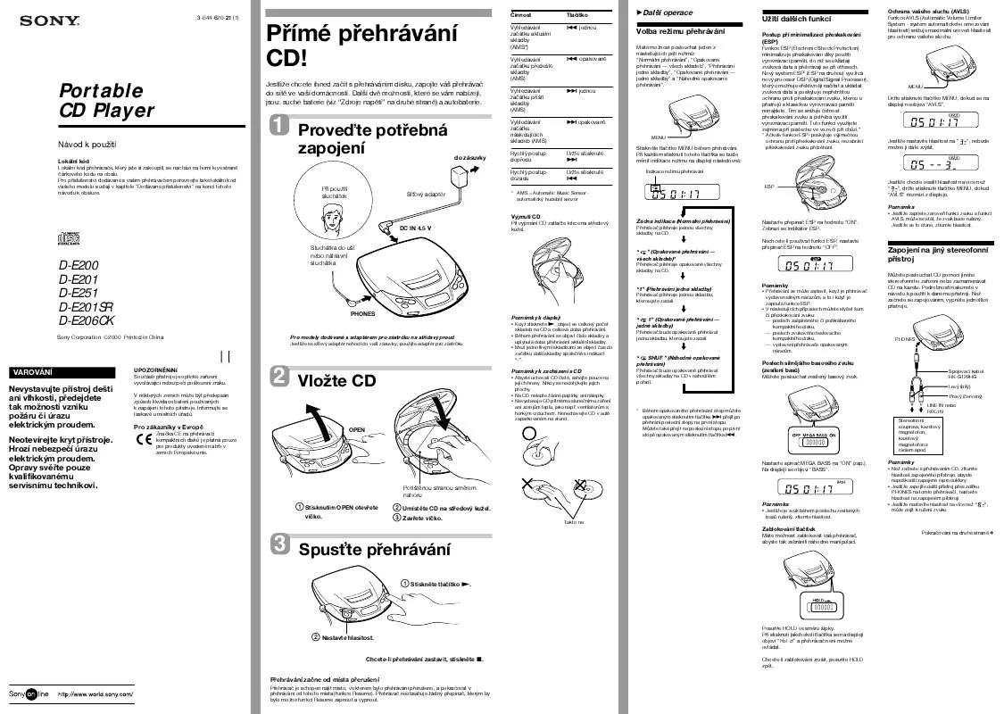 Mode d'emploi SONY D-E201SR