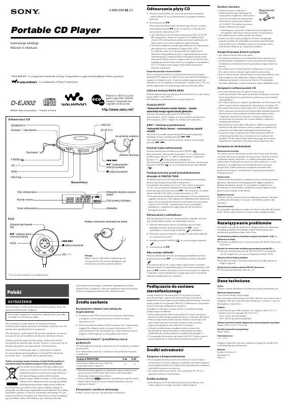 Mode d'emploi SONY D-EJ002