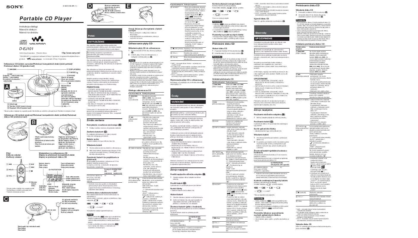 Mode d'emploi SONY D-EJ101