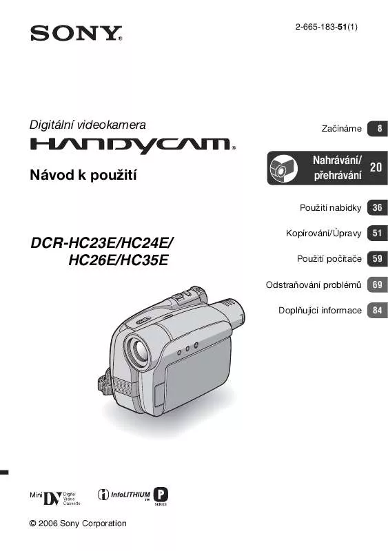 Mode d'emploi SONY DCR-HC26E