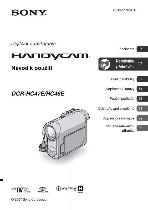 Mode d'emploi SONY DCR-HC48E