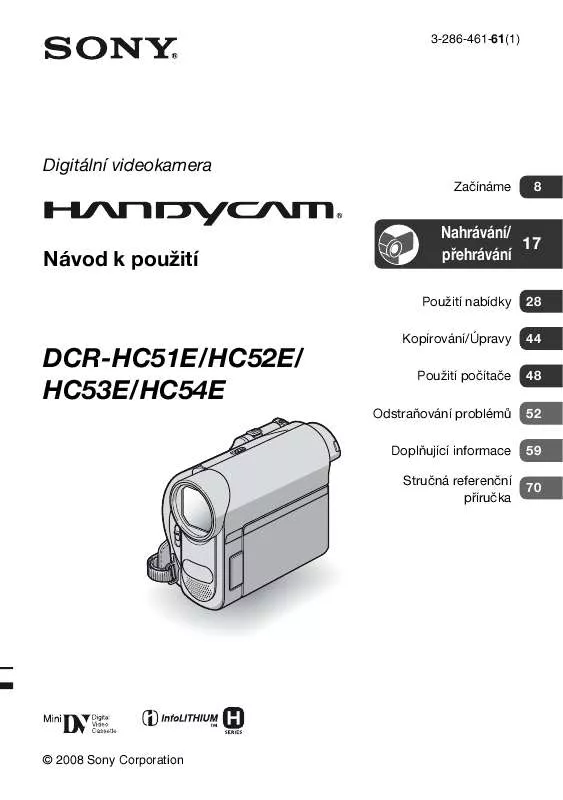 Mode d'emploi SONY DCR-HC52E