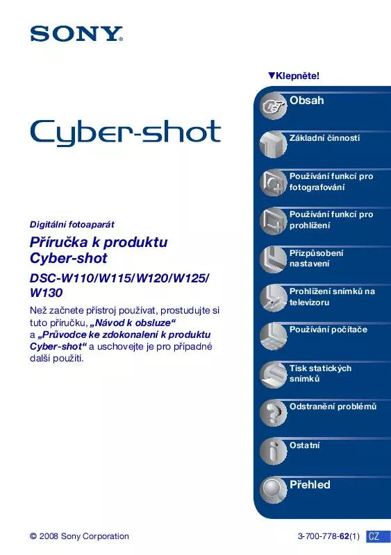 Mode d'emploi SONY CYBER-SHOT DSC-W115