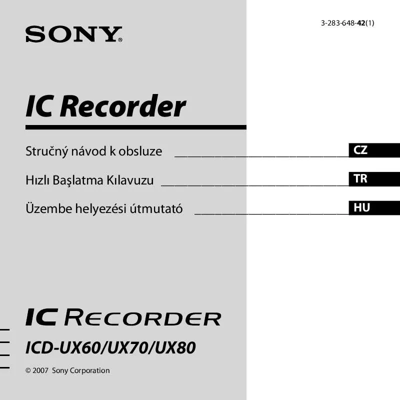 Mode d'emploi SONY ICD-UX60