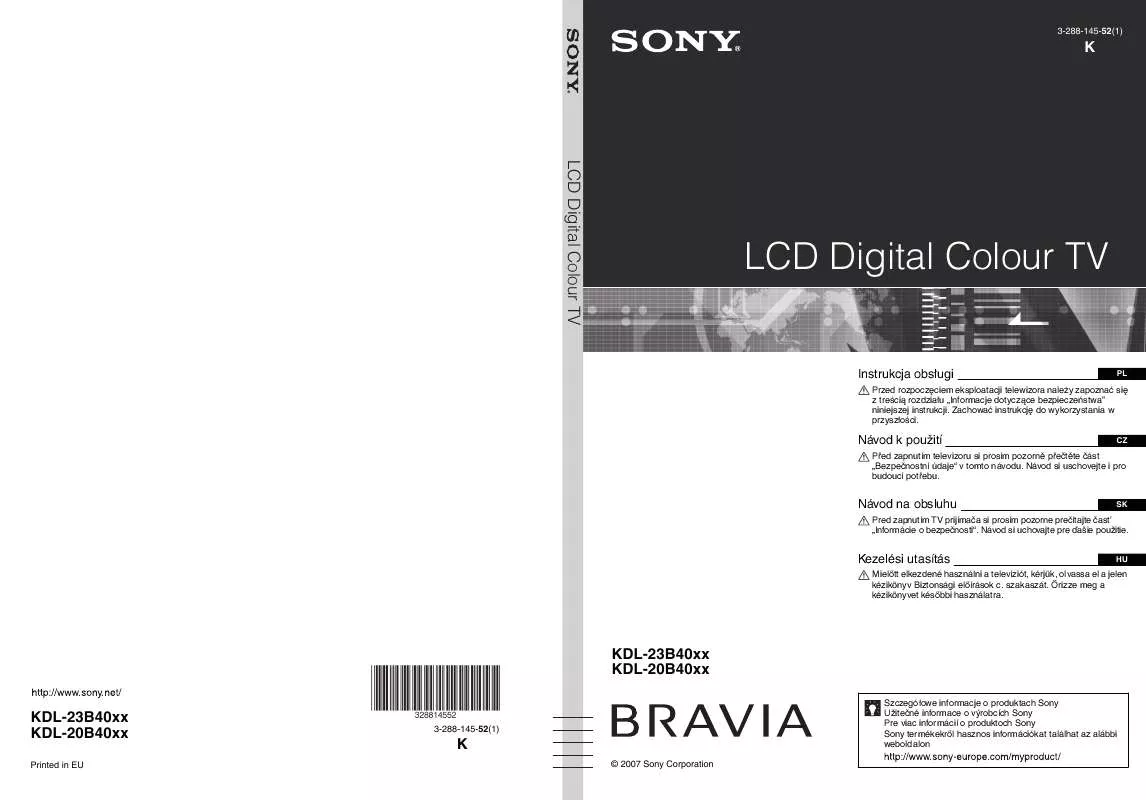 Mode d'emploi SONY KDL-23B4050