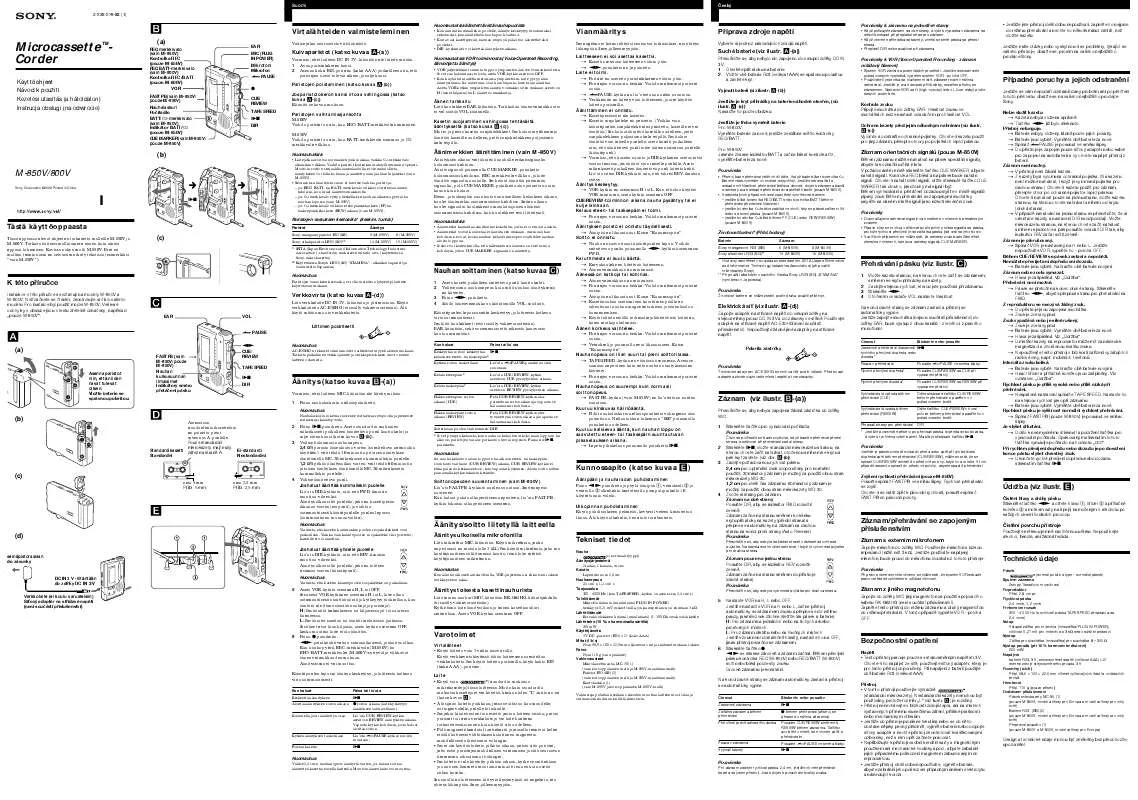 Mode d'emploi SONY M-800V