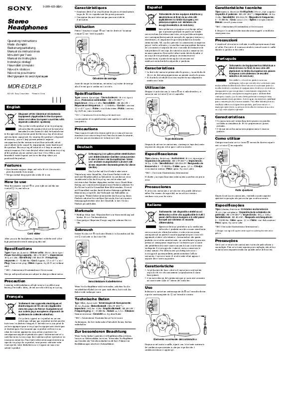 Mode d'emploi SONY MDR-ED12LP