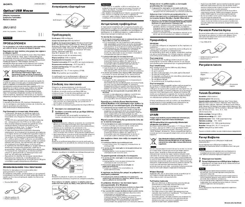 Mode d'emploi SONY SMU-M10