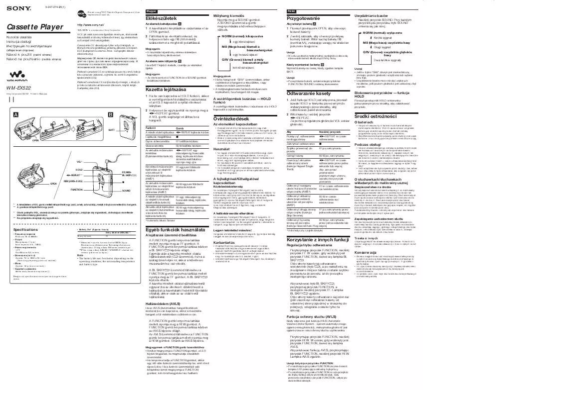 Mode d'emploi SONY WM-EX522