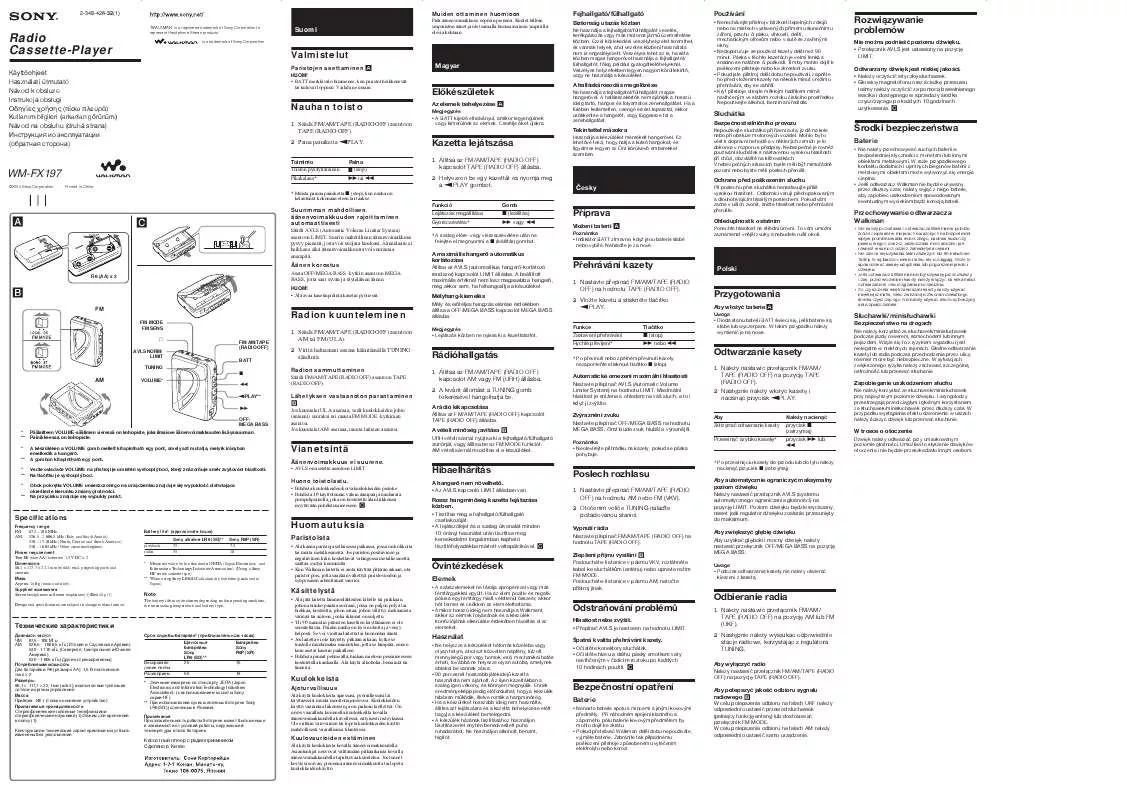 Mode d'emploi SONY WM-FX197