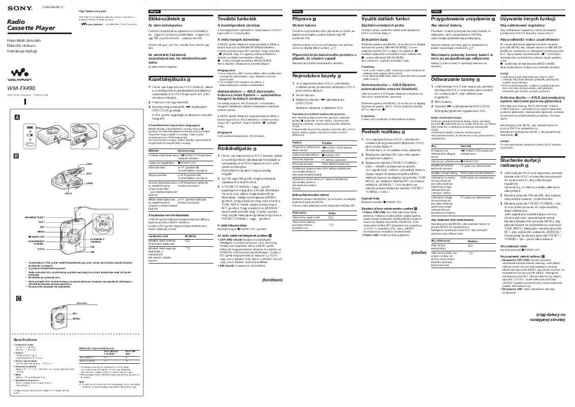 Mode d'emploi SONY WM-FX490