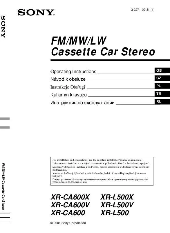 Mode d'emploi SONY XR-CA600X